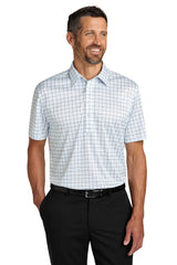Port Authority Mens Shirt Collar Short Sleeve Polo Shirt - Black/Carolina Blue Check - Coming Soon