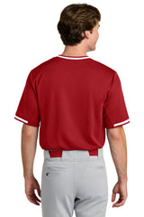 Sport-Tek Mens Tough Mesh V-Neck Baseball Jersey - True Red - Coming Soon