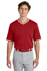 Sport-Tek Mens Tough Mesh V-Neck Baseball Jersey - True Red - Coming Soon