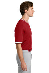 Sport-Tek Mens Tough Mesh V-Neck Baseball Jersey - True Red - Coming Soon