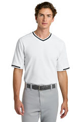 Sport-Tek Mens Tough Mesh V-Neck Baseball Jersey - White - Coming Soon