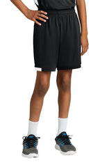 Sport-Tek Youth Club Shorts - Black/White - Coming Soon
