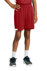 Sport-Tek Youth Club Shorts - Deep Red/White - Coming Soon