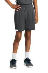 Sport-Tek Youth Club Shorts - Iron Grey/White - Coming Soon