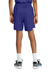Sport-Tek Youth Club Shorts - Purple/White - Coming Soon