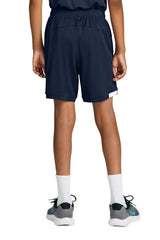 Sport-Tek Youth Club Shorts - True Navy Blue/White - Coming Soon
