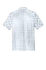 Port Authority Mens Shirt Collar Short Sleeve Polo Shirt - Black/Carolina Blue Check - Coming Soon