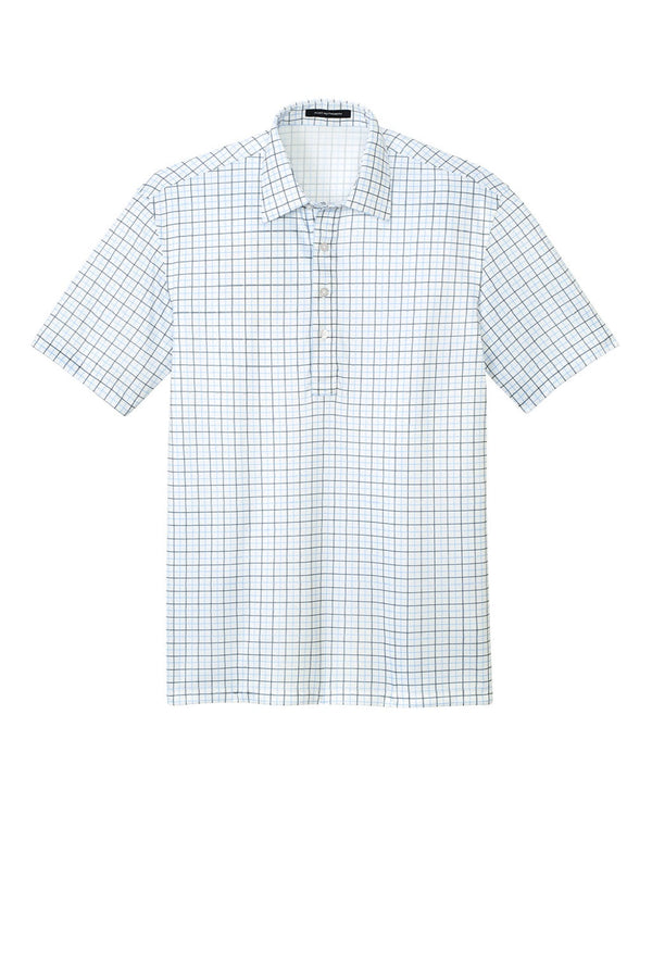 Port Authority Mens Shirt Collar Short Sleeve Polo Shirt - Black/Carolina Blue Check - Coming Soon