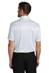 Port Authority Mens Shirt Collar Short Sleeve Polo Shirt - Black/Carolina Blue Check - Coming Soon