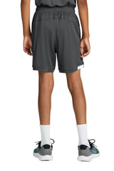 Sport-Tek Youth Club Shorts - Iron Grey/White - Coming Soon