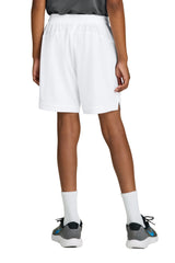 Sport-Tek Youth Club Shorts - White/White - Coming Soon