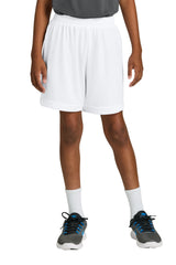 Sport-Tek Youth Club Shorts - White/White - Coming Soon